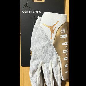 Nike Jordan Vapor Knit 4.0 Football Gloves Men's Size Medium White Gold